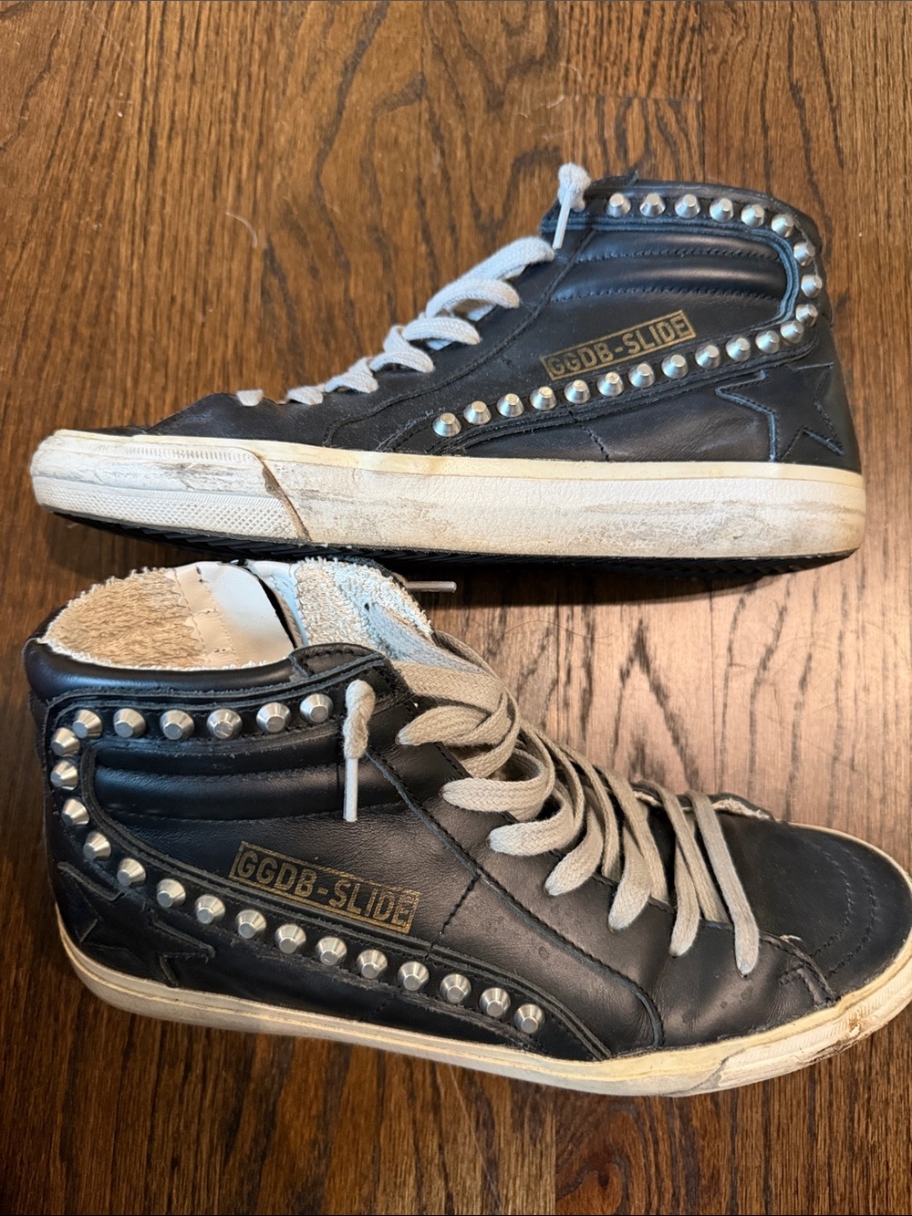 Golden Goose studded Black High-Top Sneakers with zip - Picture 3 of 7